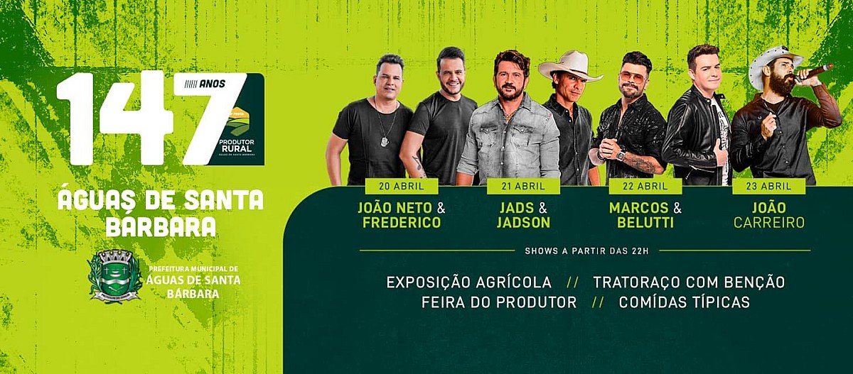 Prefeitura de Águas de Santa Bárbara anuncia programação do evento de aniversário 