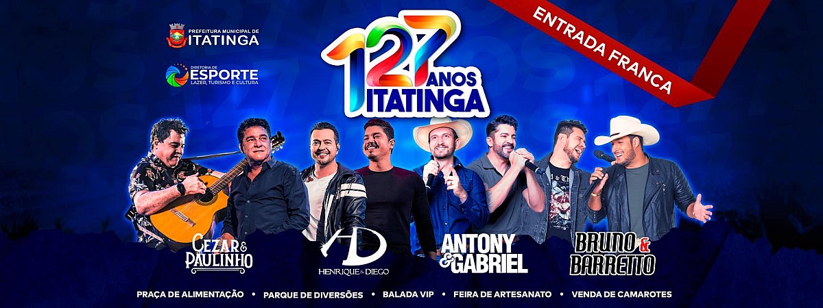 Itatinga divulga grade de shows do aniversário de 127 anos